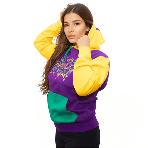 Adult Unisex Mardi Gras Hoodie 3D Embroidered - Mardi Gras Apparel - Adult, Adult Unisex, Front Design - Hoodie