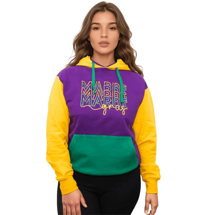 Adult Unisex Mardi Gras Hoodie 3D Embroidered - Mardi Gras Apparel - Adult, Adult Unisex, Front Design - Hoodie