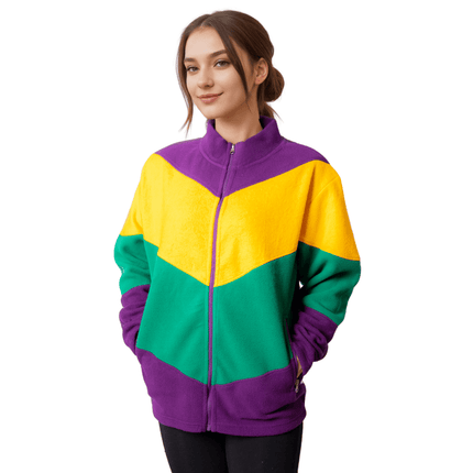 Adult Unisex Mardi Gras Polar Fleece Jacket - Mardi Gras Apparel - Adult Unisex, Fleece Jacket, Green - Fleece Jacket