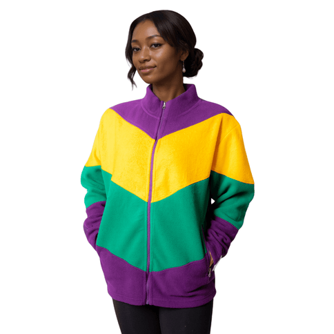 Adult Unisex Mardi Gras Polar Fleece Jacket - Mardi Gras Apparel - Adult Unisex, Fleece Jacket, Green - Fleece Jacket