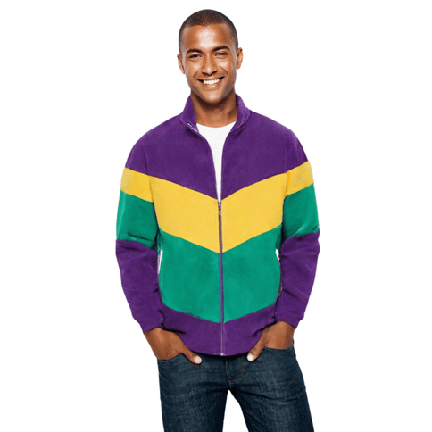 Adult Unisex Mardi Gras Polar Fleece Jacket - Mardi Gras Apparel - Adult Unisex, Fleece Jacket, Green - Fleece Jacket