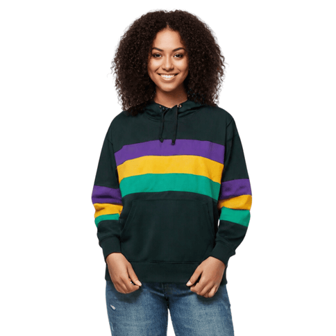 Adult Unisex Mardi Gras Striped Pullover Black Hoodie - Mardi Gras Apparel - Adult Unisex, Green, Hoodie - Hoodie