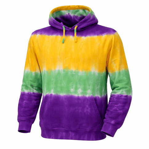 Adult Unisex Mardi Gras Tie Dye Hoodie Sweat Shirt 2 - Mardi Gras Apparel - Adult, Adult Unisex, Green - Hoodie