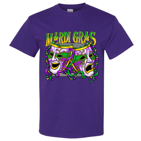 Adults New Orleans Mardi Gras COMEDY/TRAGEDY Celebration Tee-Shirt - Mardi Gras Apparel - Adult, Adult Unisex, apparel discount tier - Tee-Shirt