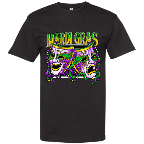 Adults New Orleans Mardi Gras COMEDY/TRAGEDY Celebration Tee-Shirt - Mardi Gras Apparel - Adult, Adult Unisex, apparel discount tier - Tee-Shirt