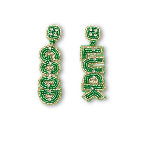 Beaded "Lucky" Statement Earrings – St. Patrick’s Day - Mardi Gras Apparel - St. Patrick’s Day, , - Earrings