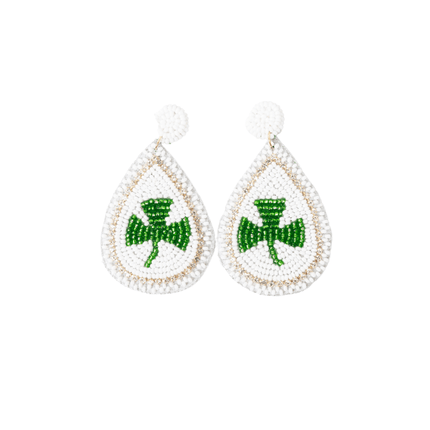 Beaded Shamrock Teardrop Earrings – St. Patrick’s Day - Mardi Gras Apparel - St. Patrick’s Day, , - Earrings