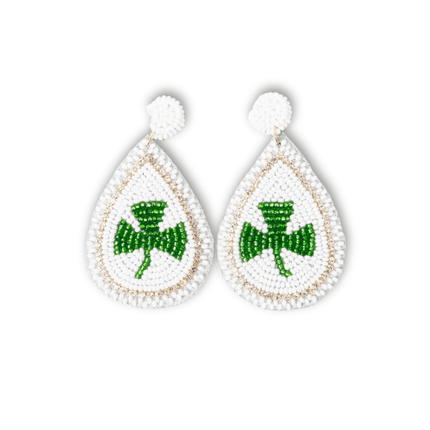 Beaded Shamrock Teardrop Earrings – St. Patrick’s Day - Mardi Gras Apparel - St. Patrick’s Day, , - Earrings