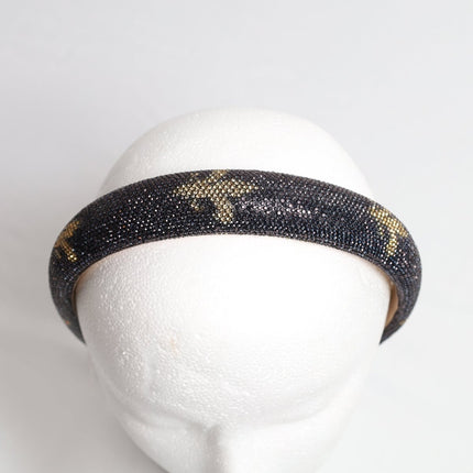 Black and Gold Fleur - de - Lis Embellished Headband - Mardi Gras Apparel - Accessories, Headbands, Mardi Gras - Mardi Gras Earrings