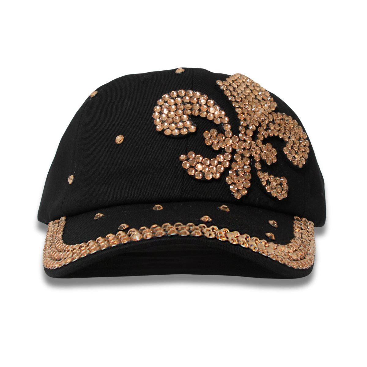 Black Fleur De Lis Rhinestone Embellished Hat - Mardi Gras Apparel - Accessories, Hats, Mardi Gras - Hats