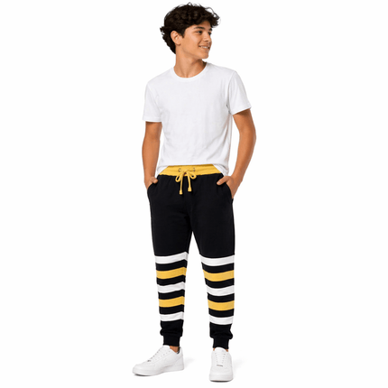 Black & Gold Light Grey Jogger pants With Regal Stripes - Mardi Gras Apparel - , , - Leggings