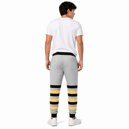 Black & Gold Light Grey Jogger pants With Regal Stripes - Mardi Gras Apparel - , , - Leggings