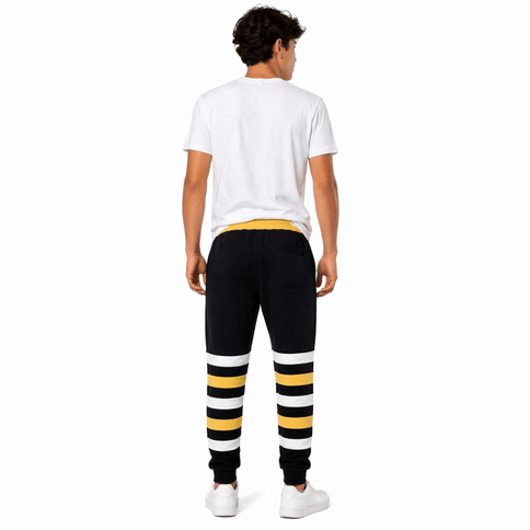 Black & Gold Light Grey Jogger pants With Regal Stripes - Mardi Gras Apparel - , , - Leggings