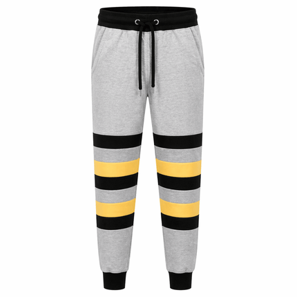 Black & Gold Light Grey Jogger pants With Regal Stripes - Mardi Gras Apparel - , , - Leggings