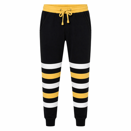 Black & Gold Light Grey Jogger pants With Regal Stripes - Mardi Gras Apparel - , , - Leggings