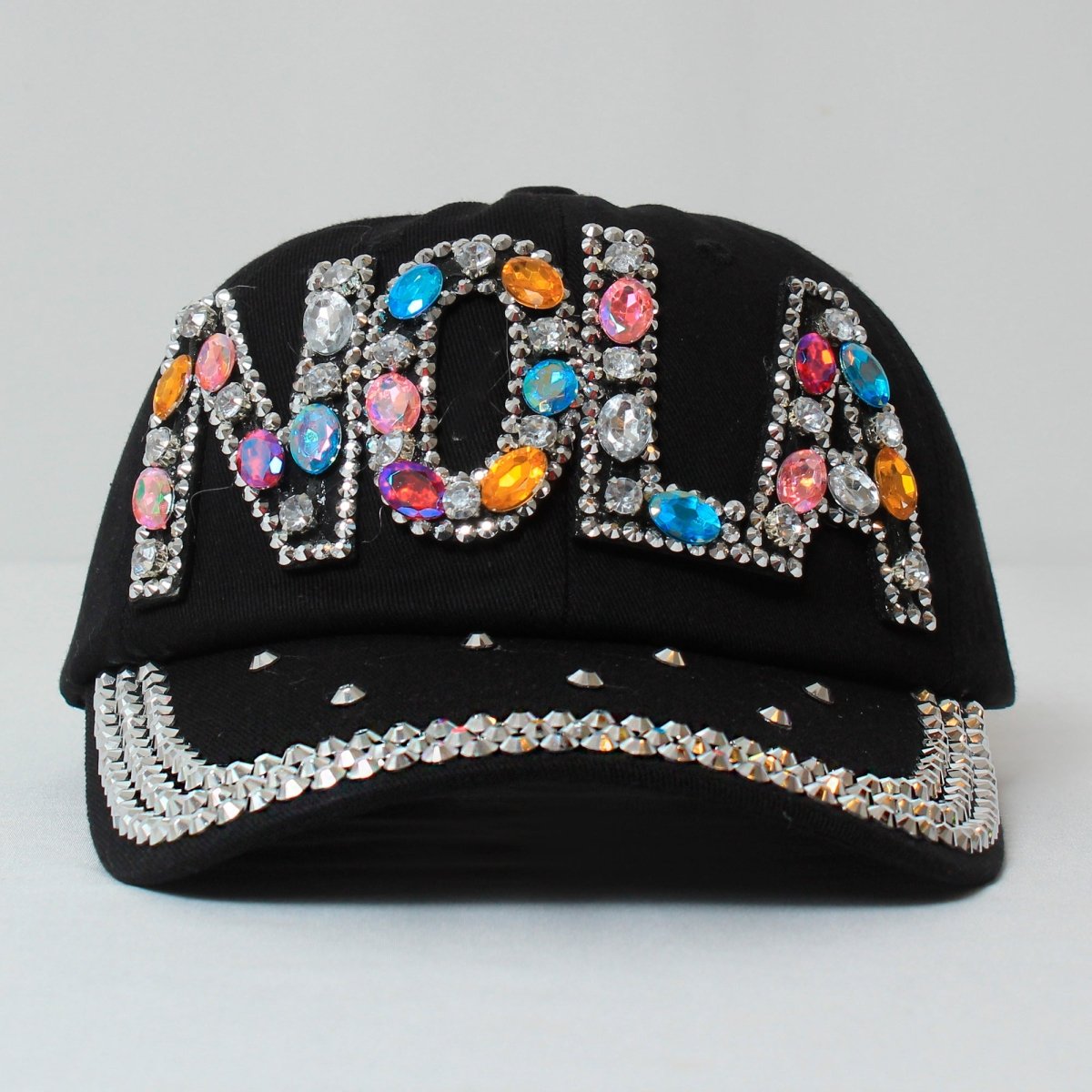 Black NOLA Multicolor Rhinestone Embellished Hat - Mardi Gras Apparel - Accessories, Hats, Mardi Gras - Hats