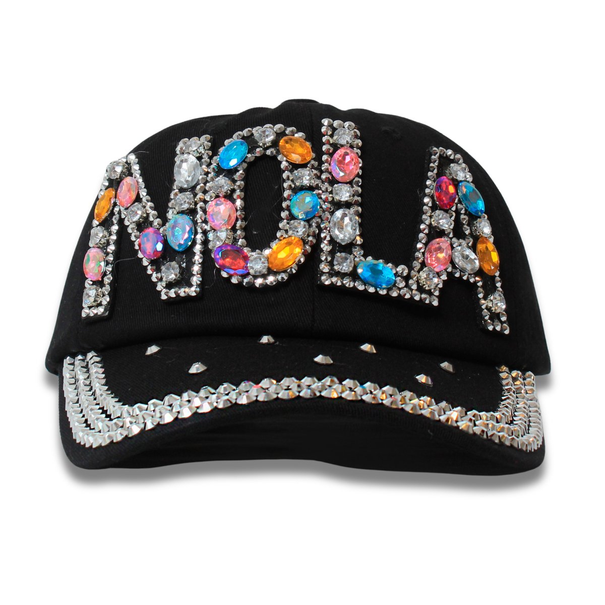 Black NOLA Multicolor Rhinestone Embellished Hat - Mardi Gras Apparel - Accessories, Hats, Mardi Gras - Hats