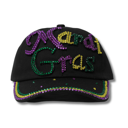 Black Rhinestone Mardi Gras Hat - Mardi Gras Apparel - Accessories, Hats, Mardi Gras - Hats