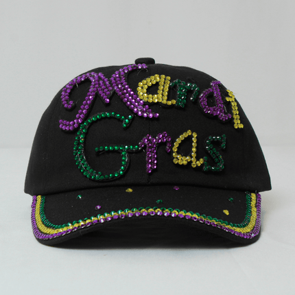 Black Rhinestone Mardi Gras Hat - Mardi Gras Apparel - Accessories, Hats, Mardi Gras - Hats