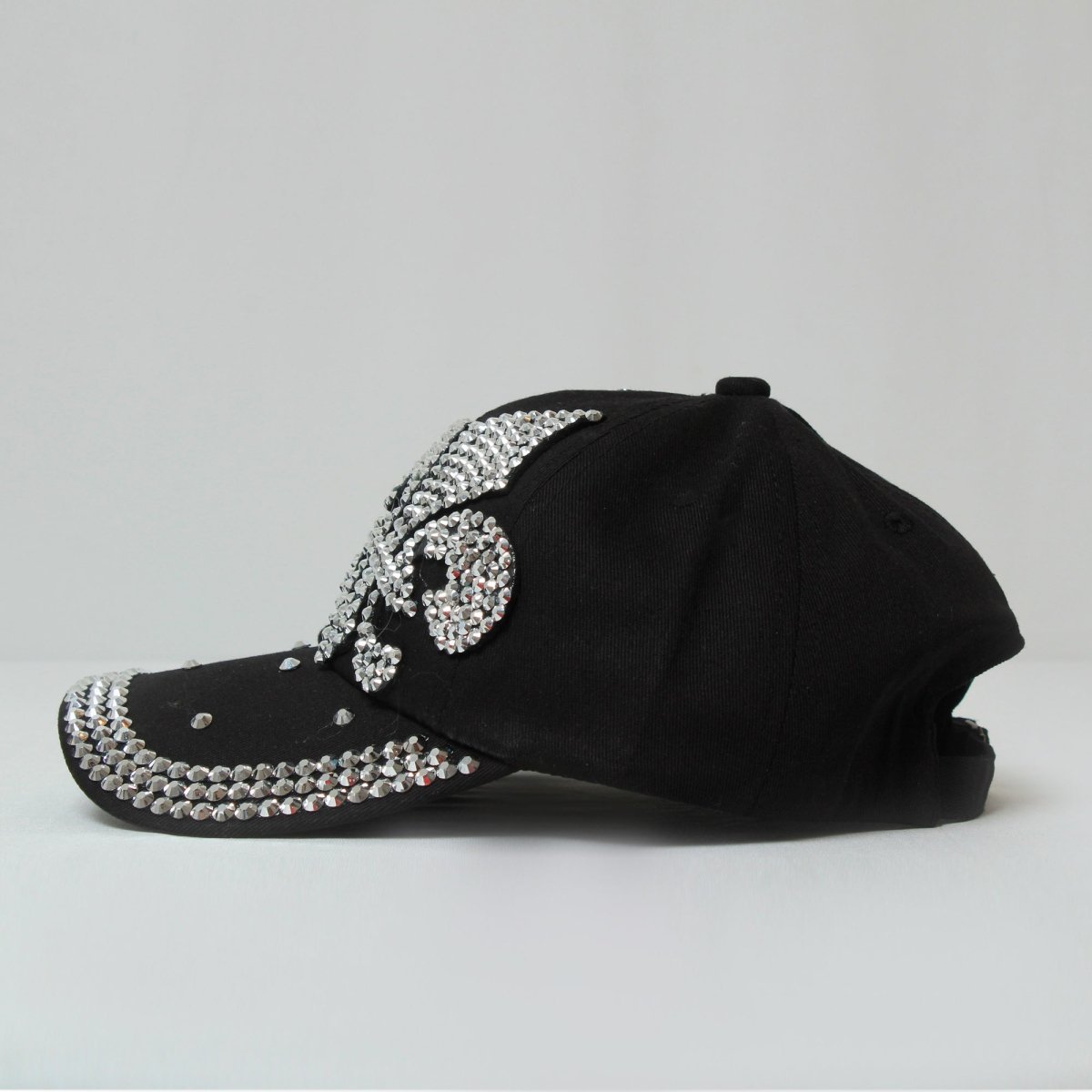 Black Silver Fleur De Lis Rhinestone Embellished Hat - Mardi Gras Apparel - Accessories, Hats, Mardi Gras - Hats