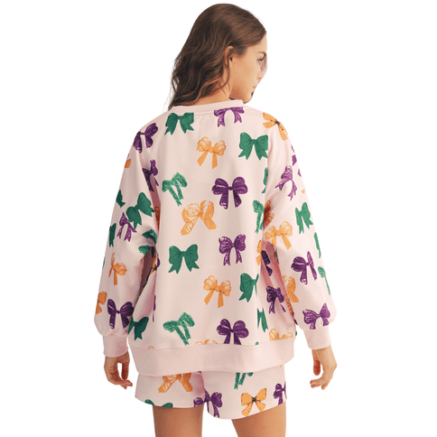 Bourbon Street Bow Pants Set - Mardi Gras Apparel - Adult, Ladies, Long Sleeve - Outfit Sets