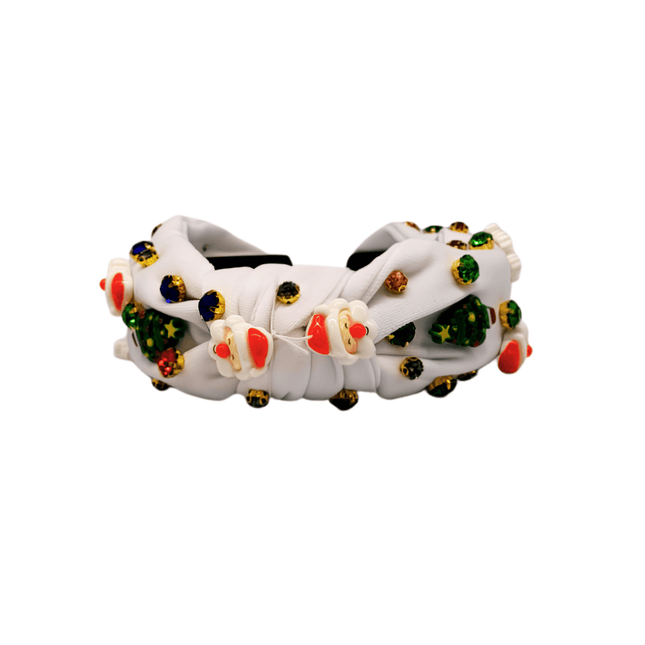 Christmas Embellished Knot Headband White - Mardi Gras Apparel - Accessories, Christmas, Headbands - Headband