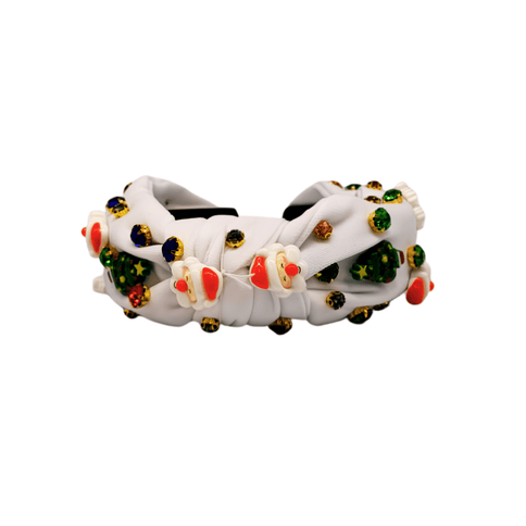 Christmas Embellished Knot Headband White - Mardi Gras Apparel - Accessories, Christmas, Headbands - Headband