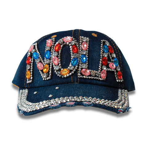 Denim NOLA Multicolor Rhinestone Embellished Hat - Mardi Gras Apparel - Accessories, Hats, Mardi Gras - Hats