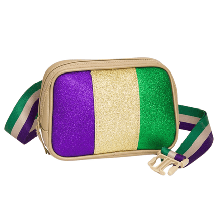 Faux Leather Mardi Gras Sparkle Rectangle Belt Bag - Gold - Mardi Gras Apparel - Accessories, Bags, Mardi Gras - Bag