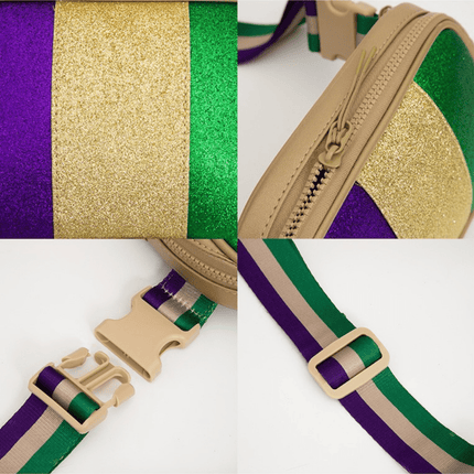 Faux Leather Mardi Gras Sparkle Rectangle Belt Bag - Purple - Mardi Gras Apparel - Accessories, Bags, Mardi Gras - Bag