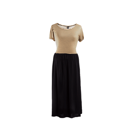 Girls Black & Gold Striped Maxi Dress - Mardi Gras Apparel - Black & Gold, Dress, girls - Dress