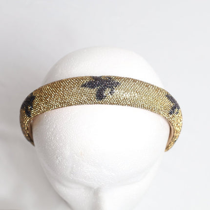 Gold and Black Rhinestone Fleur De Lis Headband - Mardi Gras Apparel - Accessories, Headbands, Mardi Gras - Mardi Gras Headband