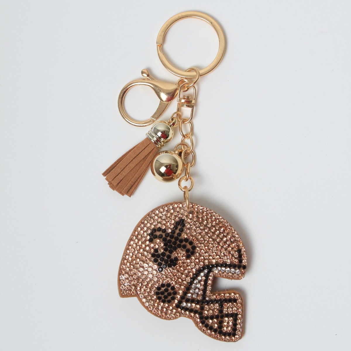 Gold Football Helmet Rhinestone Keychain - Mardi Gras Apparel - Accessories, Keychain, Mardi Gras - Keychain