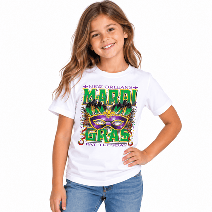 Kids Mardi Gras Mask Fat Tuesday New Orleans Tee - Mardi Gras Apparel - apparel discount tier, Children, Children's Unisex - Tee-Shirt