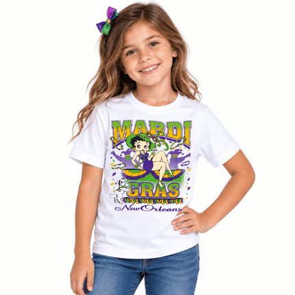 Kids Mardi Gras New Orleans Carnival Girl Tee - Mardi Gras Apparel - apparel discount tier, Children, Children's Unisex - Tee-Shirt