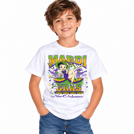 Kids Mardi Gras New Orleans Carnival Girl Tee - Mardi Gras Apparel - apparel discount tier, Children, Children's Unisex - Tee-Shirt