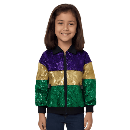 Kids Mardi Gras Sequin Striped Jacket - Mardi Gras Apparel - Children, Kids, Mardi Gras - Sequin Jacket