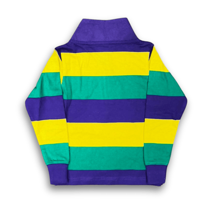 Kids' Mardi Gras Striped Quarter Zip Pullover - Mardi Gras Apparel - Children, Children's Unisex, Collared - Tee - Shirt