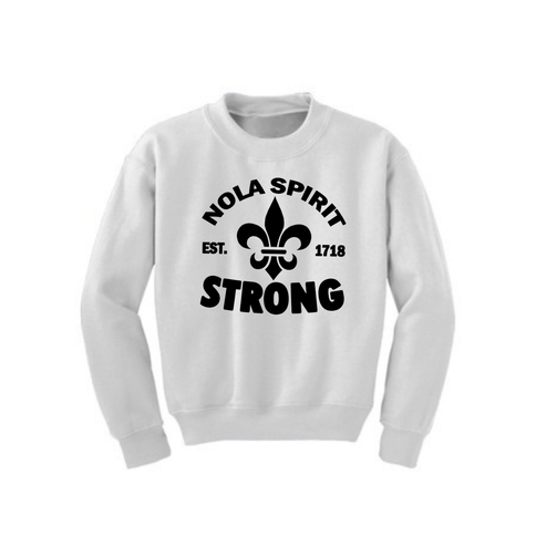 Kids NOLA Spirit Strong Sweatshirt - Mardi Gras Apparel - Kids, New Orleans, NOLA Spirit - Sweatshirt