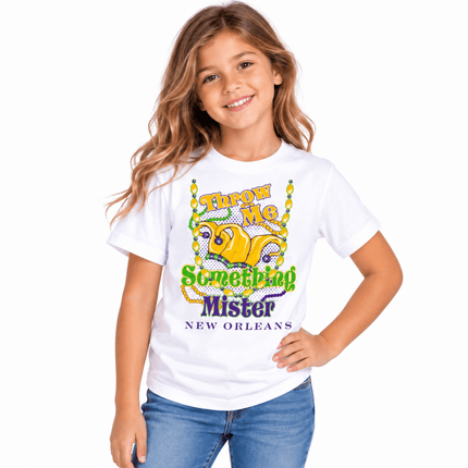 Kids Throw Me Something Mister Mardi Gras Tee - Mardi Gras Apparel - apparel discount tier, Children, Children's Unisex - Tee-Shirt