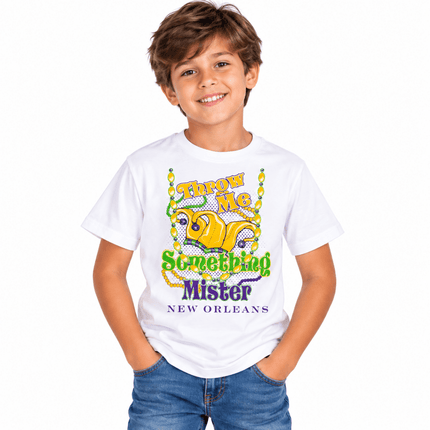 Kids Throw Me Something Mister Mardi Gras Tee - Mardi Gras Apparel - apparel discount tier, Children, Children's Unisex - Tee-Shirt