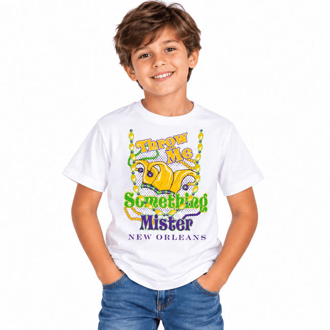 Kids Throw Me Something Mister Mardi Gras Tee - Mardi Gras Apparel - apparel discount tier, Children, Children's Unisex - Tee-Shirt