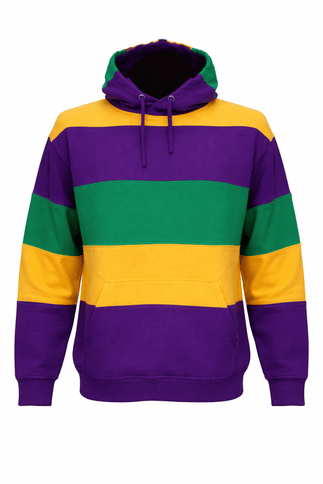Kids Unisex Mardi Gras Purple/Green/Gold Hooded Sweat Shirts - Mardi Gras Apparel - apparel discount tier, Children's Unisex, Gold - Hoodie