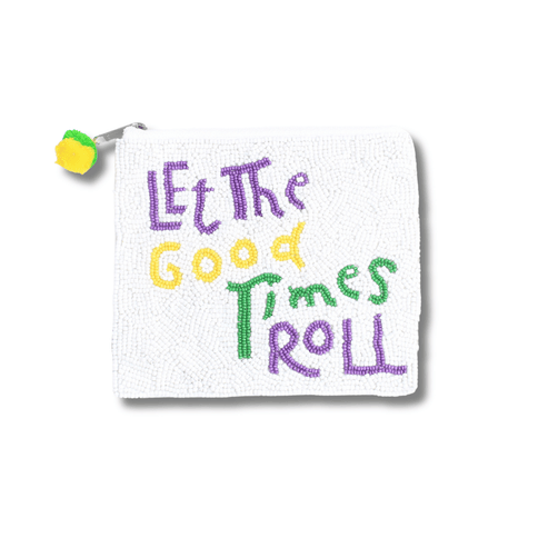 Let the Good Times Roll Beaded Mardi Gras Pouch - Mardi Gras Apparel - Accessories, Bags, Mardi Gras - Pouch