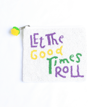 Let the Good Times Roll Beaded Mardi Gras Pouch - Mardi Gras Apparel - Accessories, Bags, Mardi Gras - Pouch