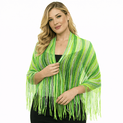 Lime Green Fringe Shawl - Mardi Gras Apparel - Accessories, accessory discount tier, Fat Savings 50% Off - Shawl