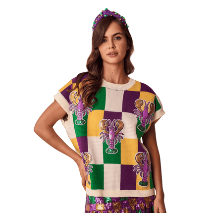 Lobster Parade In Mardi Dreams Knit - Mardi Gras Apparel - Adult, apparel discount tier, Bibi - Sweaters