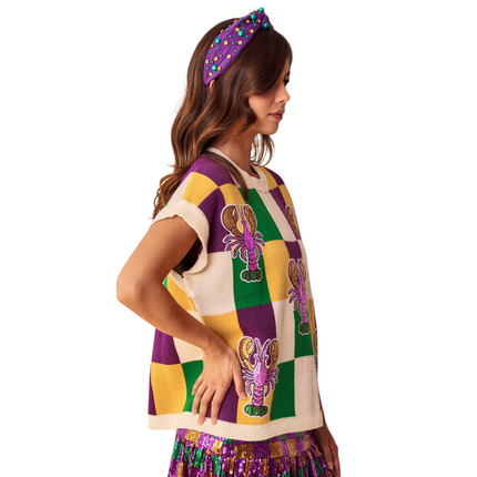 Lobster Parade In Mardi Dreams Knit - Mardi Gras Apparel - Adult, apparel discount tier, Bibi - Sweaters