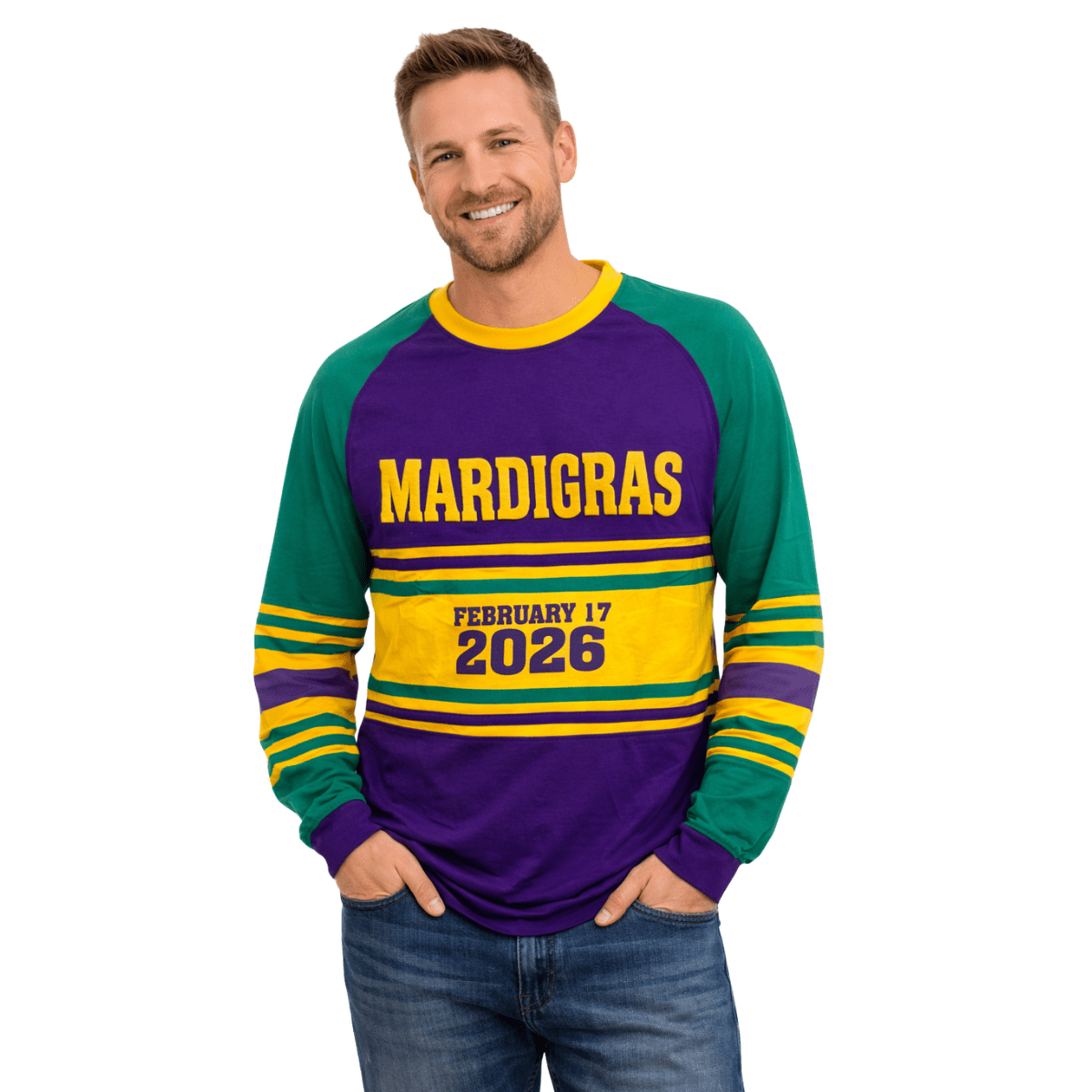 Mardi Gras 2026 Fat Tuesday Limited Edition Adult Raglan Tee