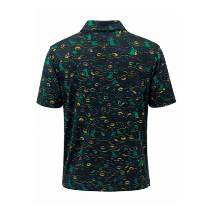 Mardi Gras All - Over Print Polo Shirt Festive Carnival Style - Mardi Gras Apparel - Adult, Buttons up, Machine Washable - Rugby Polo